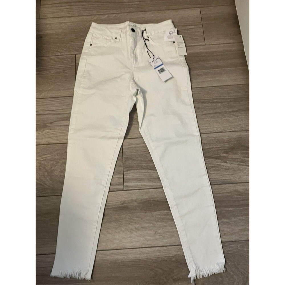 Frayed Brand White Jeans high rise ankle skinny size 25, 27" inseam new